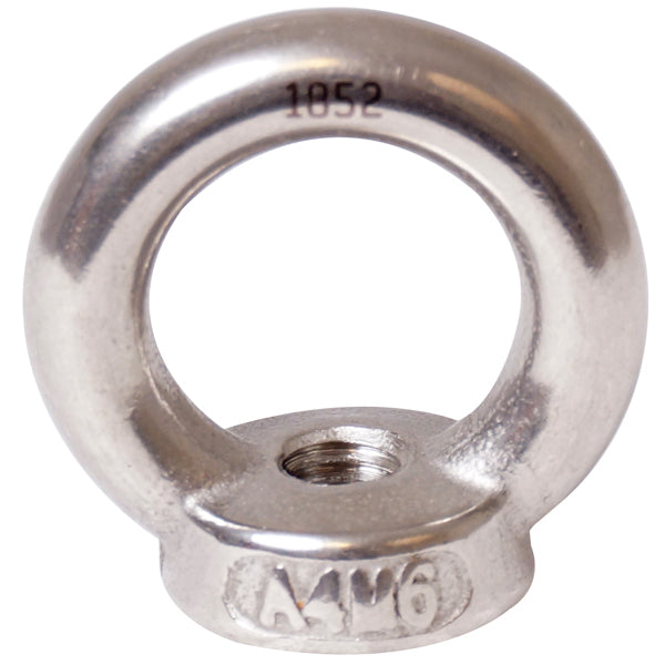 1852, Ögonmutter RF, M6, rostfritt stål AISI 316, 20 mm x 28 mm x 6 mm