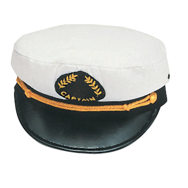 SeaTec, Captain's, Vit, Storlek 57, med svart och gult snöre och broderat emblem