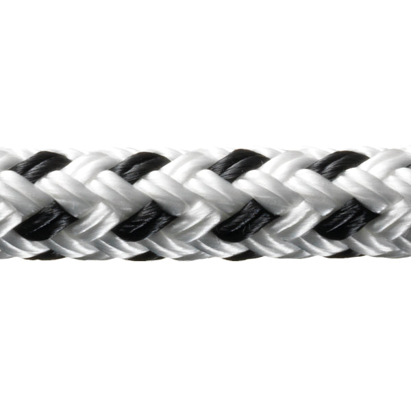 Robline, Rio 14mm Kink-free förtöjning, Vit/Svart, 100m, Slitstark, Brytstyrka 3900kg