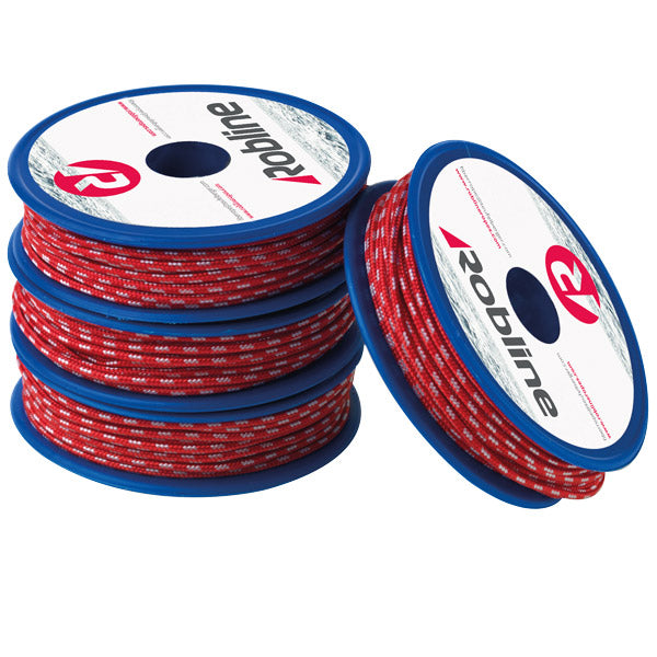 Robline, Mini Line UHMWPE, Röd/Silver, 1,7mm x 10m, 10 st, Brottgräns 130 kg