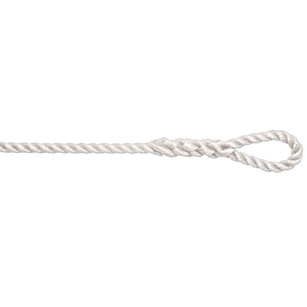 Robline, tvinnad fenderlina 6mm, 40mm öga, vit, 2m