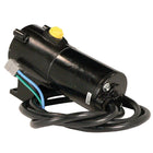 Quicksilver 12-volt trim-/tiltmotor set fra siden med tilslutninger synlige