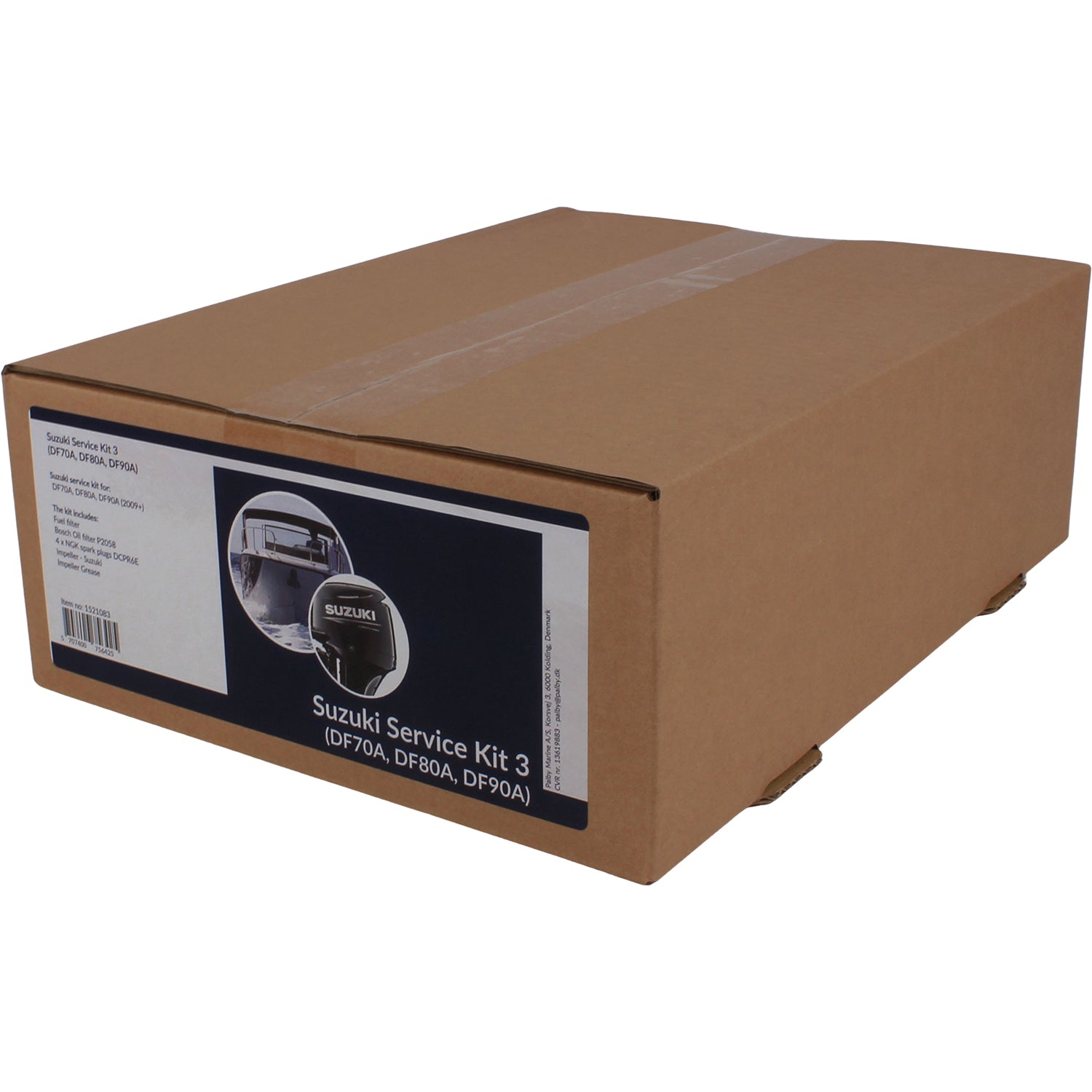 Suzuki servicekit fra SeaTec vist fra siden med komponenter