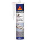 Sika flex 591 hvid 300 ml patron set forfra med et klart fokus på emballagen.