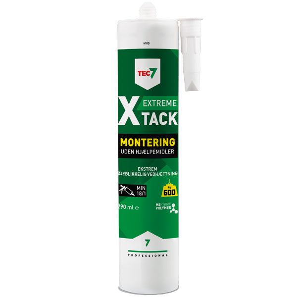 Tec7, X-Tack konstruktionslim, vit, 290 ml, extrem vidhäftningsförmåga för alla ytor