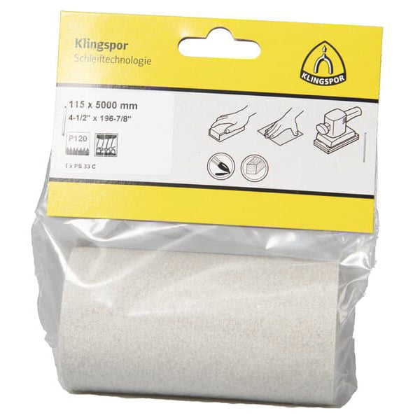 SeaTec, Klingspor rulle m slippapper PS33 P120 11,5 cm x 5 meter