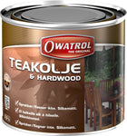 Owatrol teakolie i 0,5 liter flaske, klar til brug på båd