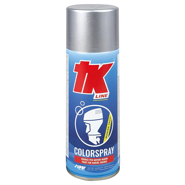 TK Line spraymaling anvendt på en bådmotor, viser farvens finish.