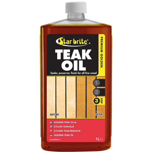 Star Brite, Premium Gold Teak Oil, 1L, djupt penetrerande och UV-skyddande