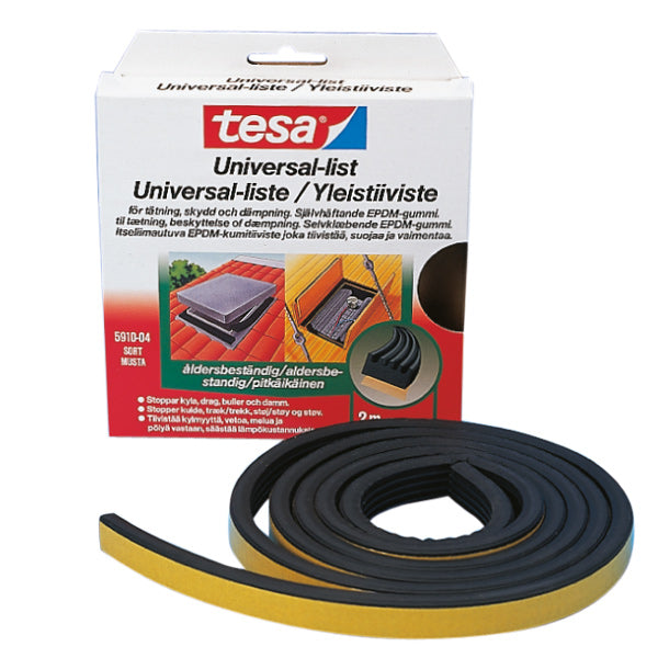 Tesa, Universalremsa, EPDM-gummiremsa, 10x5mm, Självhäftande, 5,0 m, Svart