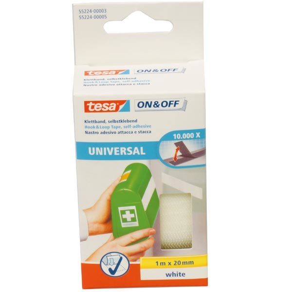Tesa, Burretape, 20mm, vit, 1m, självhäftande