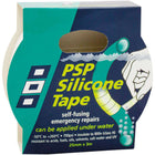 PSP silicontape i hvid farve, 25 mm bred, rullet op.