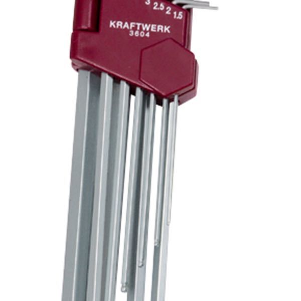 Kraftwerk, Sexkantsnyckelsats, 10 delar, 1,5-10 mm, Lång med kulhuvud