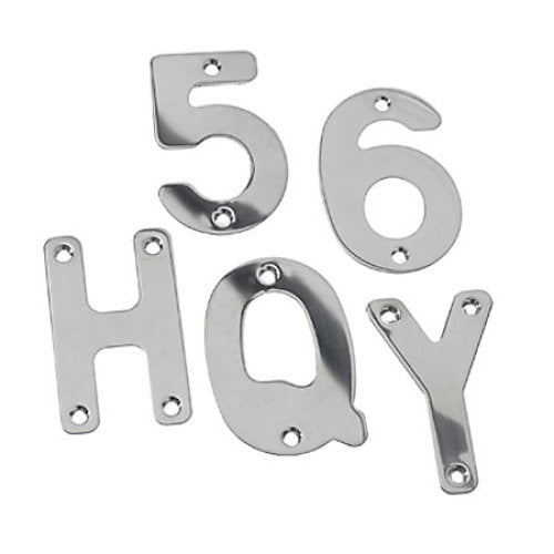 Roca, S-letter 75mm RF, skylt i teak, rostfritt stål