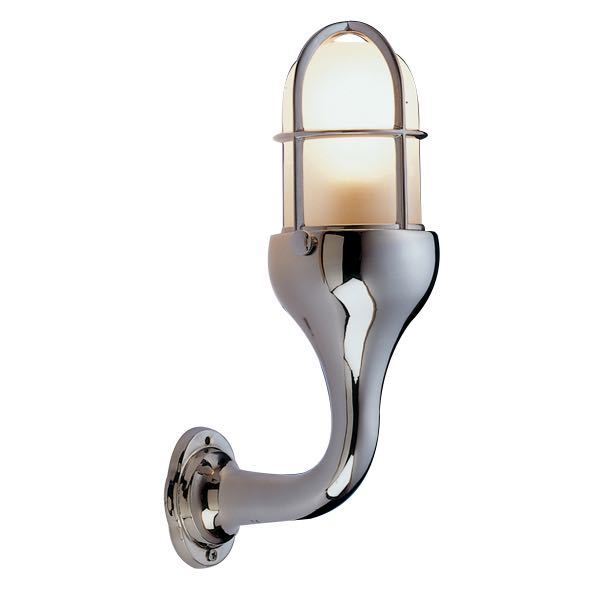 Foresti, Vägglampa med raster, Högpolerad krom, E27, 350 mm, Ø 160 mm, CE-godkänd 12/24/220 Volt