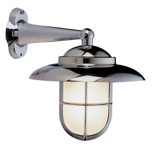 Foresti, Vägglampa med raster och sandblästrat glas, Krom, Ø220 mm, Höjd 200 mm, Djup 270 mm