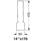 DHR lampeglas til olielamper, 14'' x 170mm, Ø 52,0 mm, set forfra.